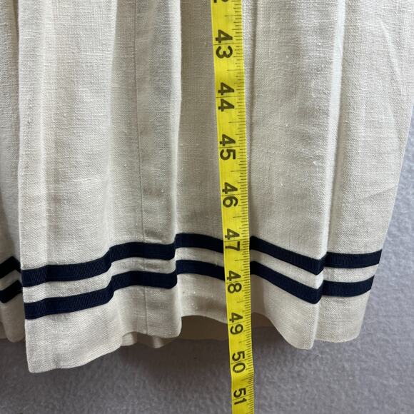 BROOKS BROTHERS Dress 4 Sailor Fit & Flare Pleated Linen Canvas Off White VTG - Picture 15 of 16